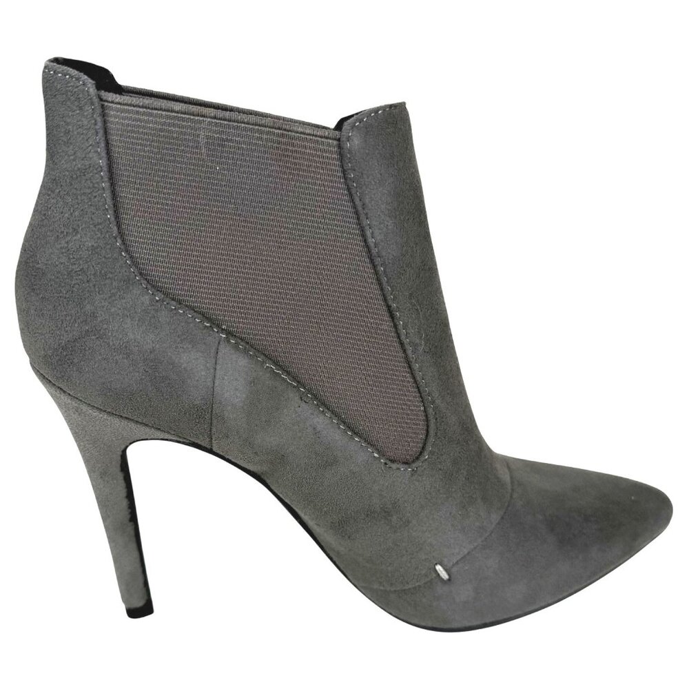 Women H By Halston Regina Gray Pull On Stiletto Heel Ankle Bootie Size 5.5 Suede - Picture 8 of 13